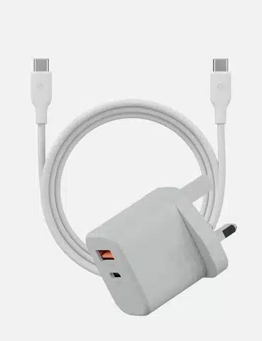 BAZIC VELOX KIT 1C1A PD35W GAN TECHNOLOGY CHARGER WITH 1.5M WEAVE C2C 60W CHARGING CABLE BUNDLE | WHITE